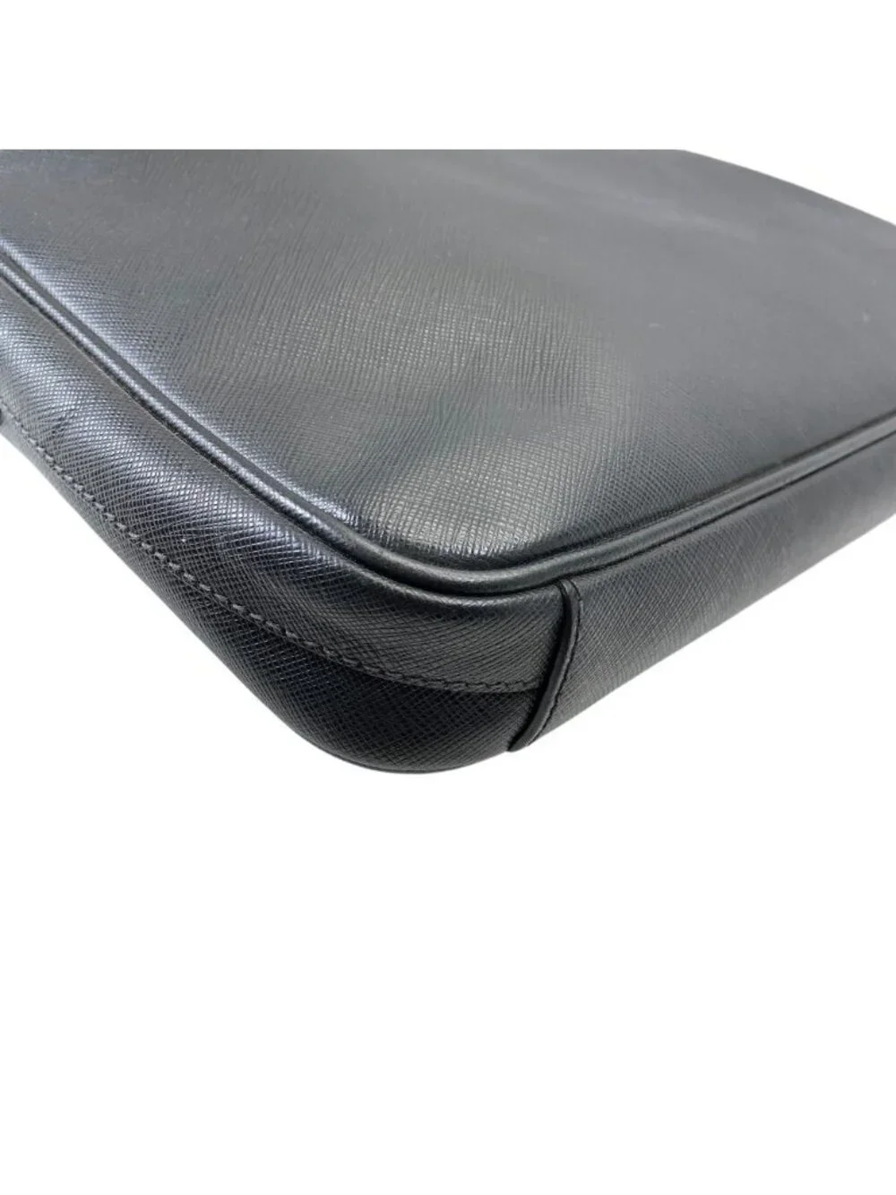 Prada Business Briefcase Handbag Logo Saffiano Leather Black Red Document